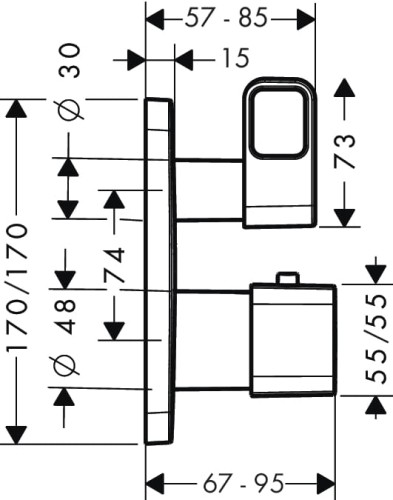 Bateria wannowa AXOR URQUIOLA z termostatem, podtynkowa, el.zew., chrom 11733000