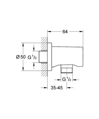 Kolanko przyłączeniowe GROHE RAINSHOWER kwadratowe, chrom 27076000
