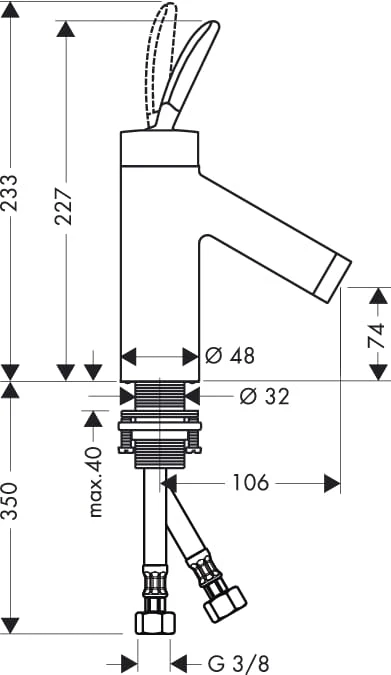 Bateria umywalkowa AXOR STARCK bez korka, chrom 10018000