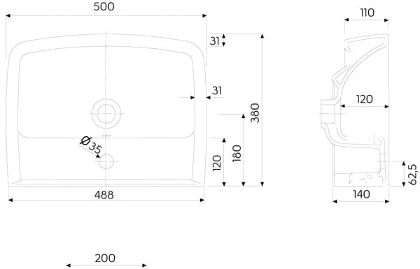 Umywalka meblowa KOŁO REKORD 50×38 K91952000