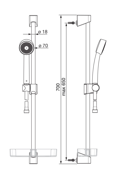 Zestaw natryskowy ORAS APOLLO chrom 520