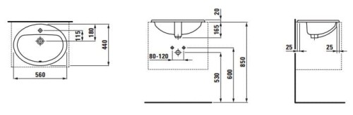 Umywalka blatowa LAUFEN PRO 56x44cm, biała H8139510001041