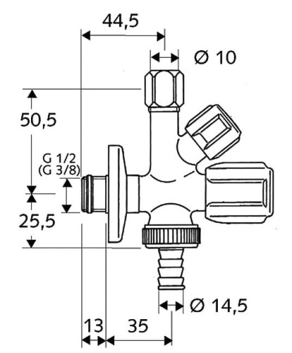 Zawór SCHELL COMFORT grzybkowy kombinowany 1/2 x 3/8 x 3/4 chrom 035450699