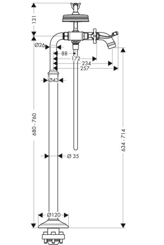 Bateria wannowa AXOR MONTREUX wolnostojąca, chrom 16547000