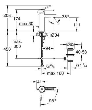 Bateria umywalkowa GROHE ESSENCE rozmiar S chrom 23379001