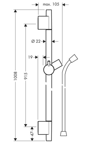 Drążek prysznicowy HANSGROHE UNICA S PURO 90cm z wężem ISIFLEX B 160cm, chrom 28631000