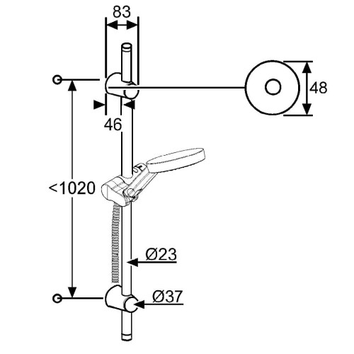 Drążek natryskowy KLUDI A-QAv 110cm z suwakiem, z wężem SIRENAFLEX, chrom 6209505-00