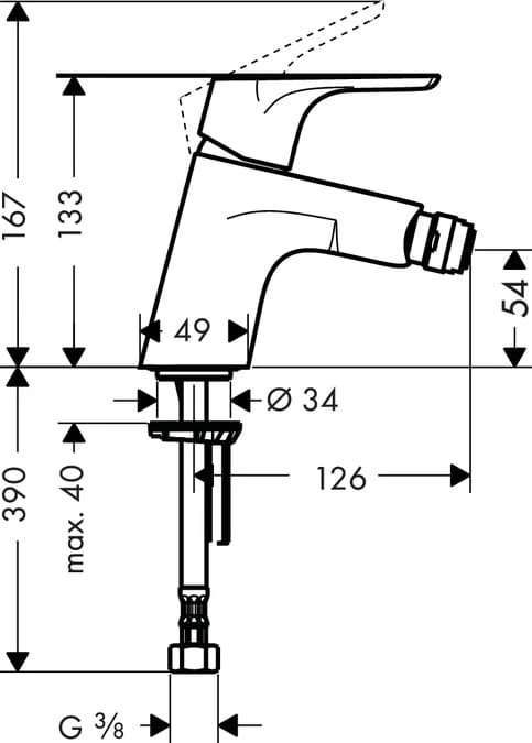 Bateria bidetowa HANSGROHE FOCUS E2 z korkiem push-open chrom 31922000