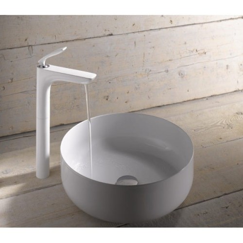 Bateria umywalkowa KLUDI BALANCE WHITE wysoka, bez korka, biała / chrom 522989175