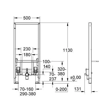 Stelaż podtynkowy GROHE Rapid SL do bidetu 113cm, bez wsporników 38553001