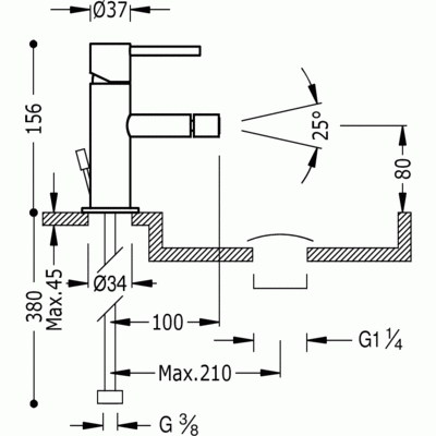 Bateria bidetowa TRES STUDY z korkiem aut., chrom 26212001D