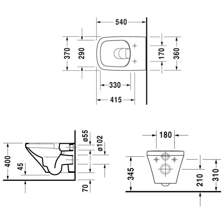 Miska wisząca WC DURAVIT DURASTYLE Rimless z deską wolnoopadającą w komplecie, biała 45510900A1
