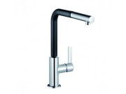 Bateria kuchenna KLUDI L-INE S z wyciąganą wylewką, chrom/czarny mat 408518775