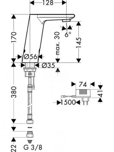 Bateria umywalkowa HANSGROHE METRIS S electronic, samoczynna, chrom 31103000