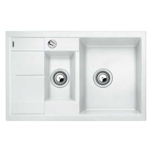 Zlewozmywak granitowy BLANCO METRA 6 S COMPACT 78x50 cm, z korkiem aut., biały, PuraDur 513468