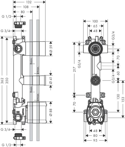 Element podtynkowy AXOR CITTERIO E do baterii termostatycznej 2 drożnej 36703000 36701180