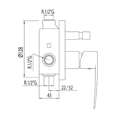 Bateria wannowa TRES FLAT podtynkowa (komplet) 20418001
