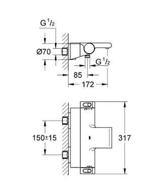 Bateria wannowa GROHE GROHTHERM 2000 z termostatem, chrom 34464001