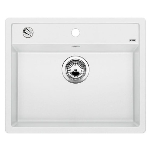 Zlewozmywak granitowy BLANCO DALAGO 6 61x51 cm, z korkiem aut., biały, PuraDur 514199