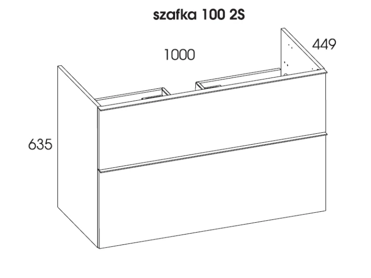 Szafka podumywalkowa ELITA LOOK 100x45cm, wisząca 2S, anthracite 167086
