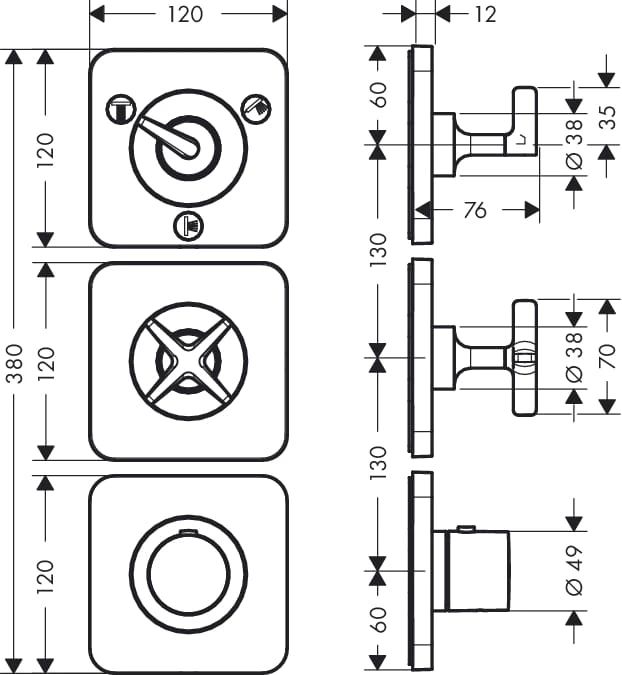 Moduł AXOR CITTERIO E z termostatem, do 3 odbiorników, podtynkowa, el. zew., chrom 36704000