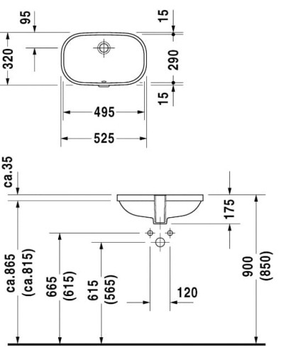 Umywalka DURAVIT D-CODE 49,5x29cm podblatowa, biała 0338490000