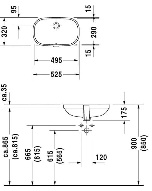 Umywalka DURAVIT D-CODE 49,5x29cm podblatowa, biała 0338490000