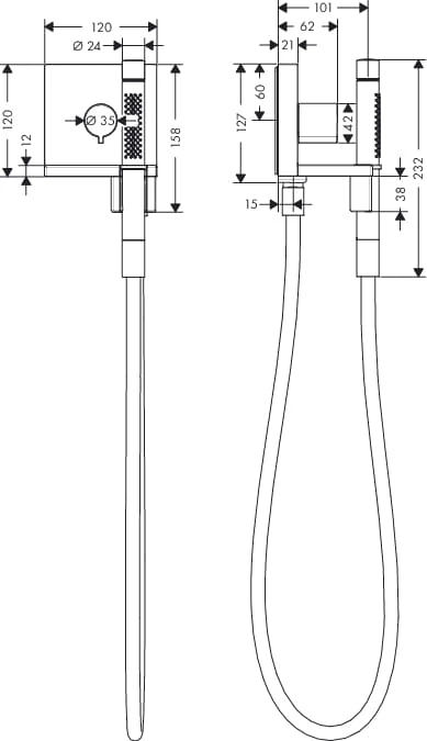 Moduł z główką prysznicową AXOR SHOWER COLLECTION el.zew., chrom 10651000