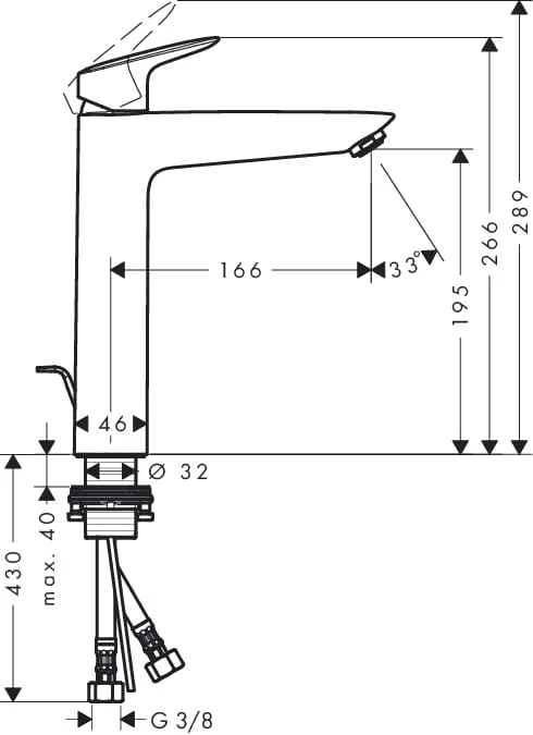 Bateria umywalkowa HANSGROHE LOGIS 190 chrom 71090000