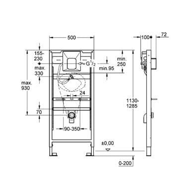 Stelaż podtynkowy GROHE RAPID SL do pisuaru H=113/128,5cm 38786001