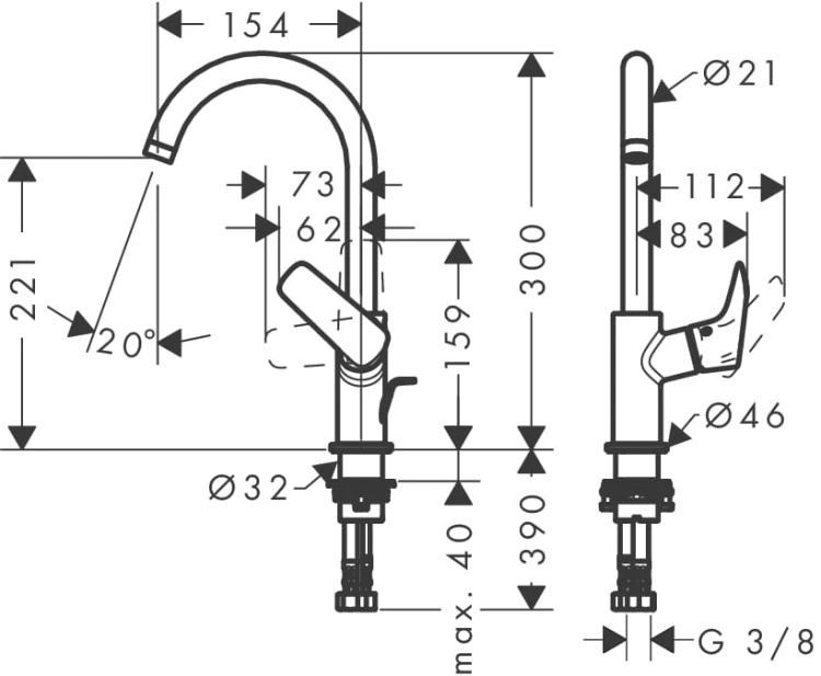 Bateria umywalkowa HANSGROHE LOGIS 210 z obrotową wylewką, chrom 71130000