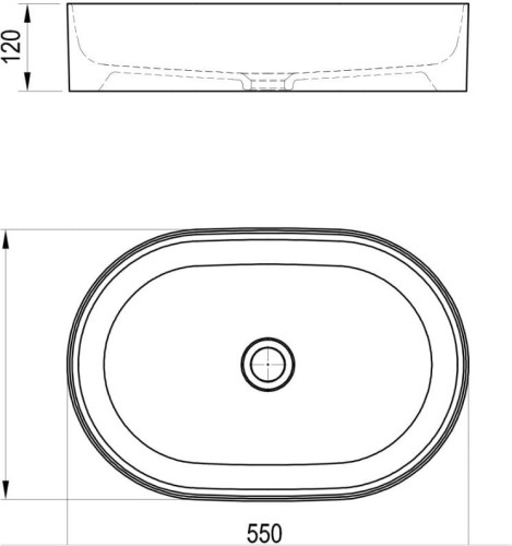 Umywalka nablatowa RAVAK  CERAMIC SLIM O 55x37cm, b/otw., b/przel., biały  XJX01155001