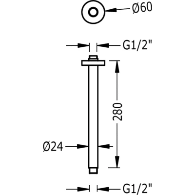 Ramię sufitowe TRES do głowicy natryskowej L-280 G1/2", chrom 13462102