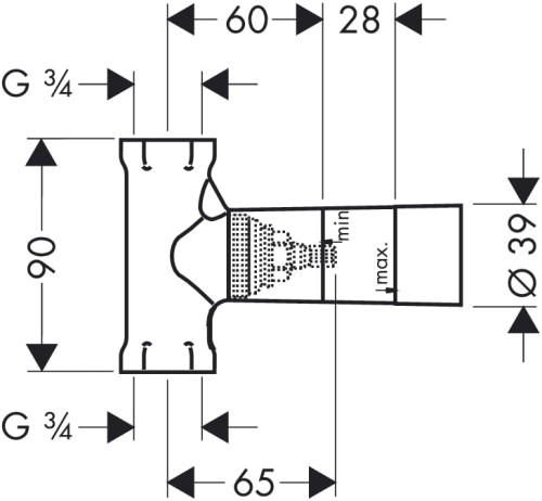 Zawór odcinający HANSGROHE DN20 przepływ 130l/min., el. wewnętrzny (podtynkowy) 15970180