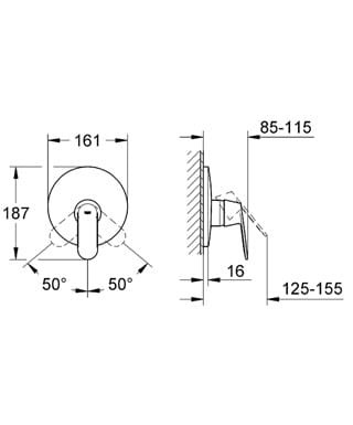 Bateria natryskowa GROHE EUROSMART COSMOPOLITAN el. zewnętrzny, chrom 19383000