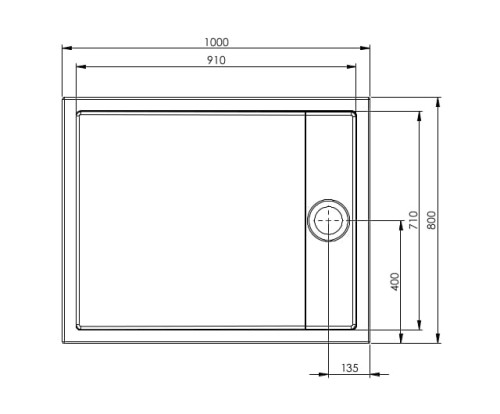 Brodzik prostokątny ROCA GRANADA FLAT 100x80x4cm, biały A276261000