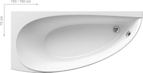 Wanna asymetryczna RAVAK AVOCADO 160x75cm, lewa, biała CQ01000000