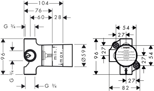 Zawór HANSGROHE TRIO UNIVERSAL DN20 odcinająco-przełączający, podtynkowy 15981180