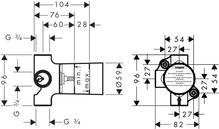Zawór HANSGROHE TRIO UNIVERSAL DN20 odcinająco-przełączający, podtynkowy 15981180