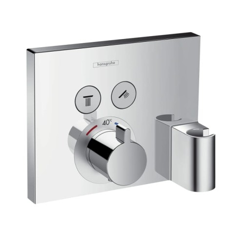 Bateria natryskowa HANSGROHE SHOWERSELECT dla 2 odbiorników, termostatyczna, z wyjściem na wąż i uchwytem, chrom 15765000