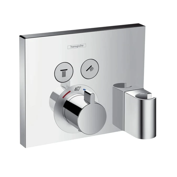 Bateria natryskowa HANSGROHE SHOWERSELECT dla 2 odbiorników, termostatyczna, z wyjściem na wąż i uchwytem, chrom 15765000