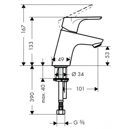 Bateria umywalkowa HANSGROHE FOCUS 70 z korkiem Push-Open, chrom 31604000