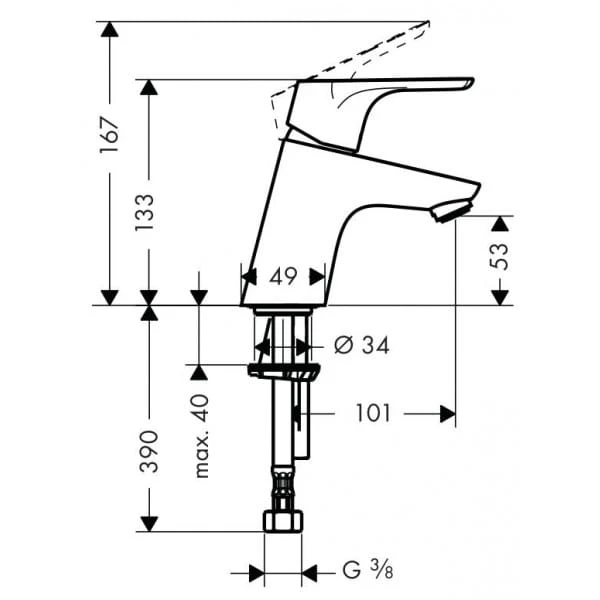 Bateria umywalkowa HANSGROHE FOCUS 70 z korkiem Push-Open, chrom 31604000