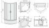 Kabina Natryskowa Półokrągła z Brodzikiem SANPLAST TX5 90 cm, Szkło W15, Srebrny Błyszczący 602271036238231