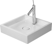 Umywalka nablatowa DURAVIT STARCK 1 47x47cm, szlifowana, bez otworu, bez przelewu, z ceramiczną osłoną odpływu, biała 0387470028