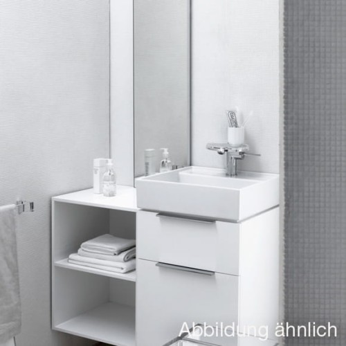 Umywalka nablatowa KARTELL BY LAUFEN 46x46cm, bez otworu, SaphirKeramik, ukryty odpływ, biała H8153310001121