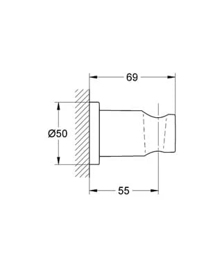 Uchwyt natryskowy GROHE RAINSHOWER ścienny z okrągłą rozetą stały chrom 27074000