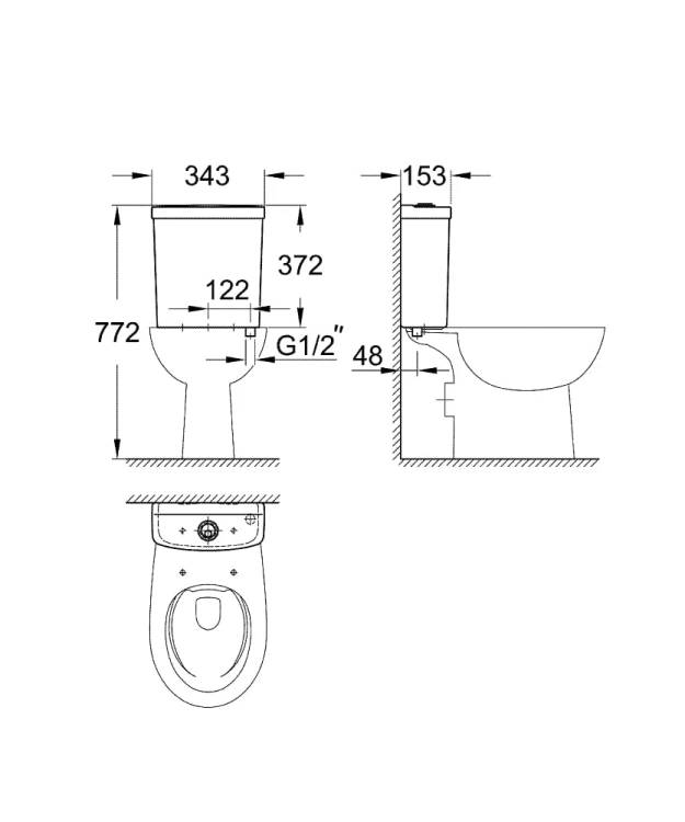 Spłuczka GROHE BAU CERAMIC 3/6L podłączenie dolne, biały 39436000