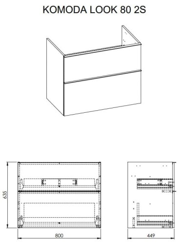 Komoda ELITA LOOK 80x45cm, wisząca 2S, white  167093