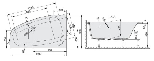 Wanna narożna SANPLAST FREE 90x140 lewa 610040064001000